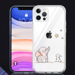 Skaidrus dėklas Apple iPhone 13 Mini 12 11 Pro Max XR SE 2020 7 8 Plus X XS 6 6S mink&scaron;tas telefono dangtelis animacinis dramblys zuikis iPhone 6S Plus