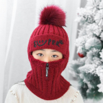 Mezgimo kepurė &Scaron;alikas Oneness Balaclava Vaikams Kaklas &Scaron;iltesnis Žiema &Scaron;iltas Skullies Beanie vyno raudonos spalvos