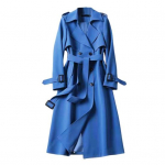 Rudens žiema moteri&scaron;kas paltas, apverčiamas, vientisos spalvos apykaklė, dvieilis su diržu, vidutinio ilgio Laisvas terminis ilgomis rankovėmis pasimatymai į darbą ir atgal 3XL