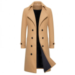 Unisex ilgas dvieilis vėjpaltis Unisex vilnonis &scaron;varkas Slim paltas L juoda