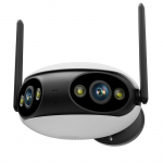 2024 m. nauja dvigubo objektyvo 180&deg; plataus kampo panoraminė WIFI POE IP kamera lauke, žmogaus / automobilio aptikimo automatinio sekimo saugos stebėjimo kameros 4MP EU Plug