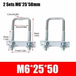 2 komplektai Geležinis kvadratinis spaustuvas Stačiu kampu U-varžtas Kvadratinis varžtas Patvarus vamzdžio U-spaustuvas 2Sets M6x25x50mm