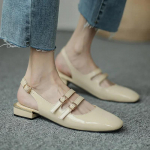 Moteri&scaron;ki sandalai Vasariniai batai Moteri&scaron;ki plok&scaron;čiapadžiai Batai su dviguba sagtimi Mary Janes Batai Lakinės odos Suknelės batai Su dirželiu gale Zapatos Mujer 40