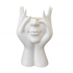 Veido gėlių vaza, balta, moteri&scaron;kos formos, valgomojo stalo puo&scaron;mena, modernus skandinavi&scaron;ko stiliaus dekoratyvinis meno vaza namams, svetainei, biurui, knygų lentynos dekorui balta