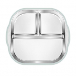 Nerūdijančio plieno vaiki&scaron;ka lėk&scaron;tė su siurbtuku, 3 skyrių kūdikio dubenėlis, neslystantis silikoninis pagrindas, nedūžtantis metalinis vaiki&scaron;kas indas