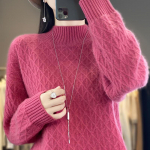 Moteri&scaron;kas ka&scaron;myro megztinis Qinghe ka&scaron;myras 30% ka&scaron;myras 70% vilna &scaron;iltas ir madingas universalus rudeniui ir žiemai XL