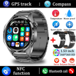 2025 Naujas GT5 PRO I&scaron;manusis Laikrodis Vyri&scaron;kas Laikrodis 5 Pro AMOLED HD Ekranas Bluetooth Skambutis GPS Trajektorija NFC &Scaron;irdies Ritmas Kompasas I&scaron;manieji Laikrodžiai Steel belt juoda