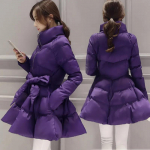 Moteri&scaron;kas žieminis dizainas A silueto vidutinio ilgio sutir&scaron;tintas liemenį pabrėžiantis pūstas sijonas vienspalvis liekninantis eleganti&scaron;kas &scaron;iltas paltas XS violetinė