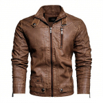 Vyri&scaron;ka odinė striukė su atlapais, auk&scaron;tos kokybės imituotos odos PU striukė, motociklininko striukė XL