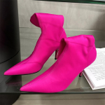 Pavasaris Ruduo Tampri Medžiaga Moteri&scaron;ki Ankle Boots Seksualūs Smailūs Pir&scaron;tai Auk&scaron;ti Kulniukai Madingi Moteri&scaron;ki Kojinės Siurbliai Batai 38 raudona