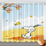 Animacinis Snoopy Užuolaida Vaikams Poliesteris Laimingo &Scaron;uniuko Dekoracija Tinka Miegamajam Vaikų Kambariui Dovanos Tamsinanti Idealiai Tinka W100*H130(CM)-Hooks&2PCS white