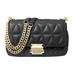 Michael Kors MK Sloan Commuter dygsniuotas atvartas avikailio grandinėlės peties rankinė per kūną Moteri&scaron;kos rankinės Juoda 30S7GSLL1L-001 Basic Set (Bag+Dust Bag)
