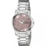 Gucci YA126524 G-Timeless Rožinio ciferblato moteri&scaron;kas laikrodis 27mm sidabras