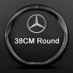 3D reljefinė odinė vairo apdaila Mercedes-Benz C E A S GLC GLE CLA GLA GLB ir kt. Karvės oda Neslystanti kvėpuojanti 38cm black
