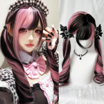 Juoda Pilka Lolita Jirai Kei Romani&scaron;ki Garbanoti Perukas Dviguba Uodega Pilnos Galvos Perukas Gotikinis Saldus Natūralių Plaukų Perukas Moterims gray