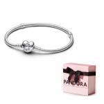 Pandora Moments &Scaron;irdelės Sagtimi Gyvatės Grandinėlės Apyrankė Sidabrinė 590719 19-Bowknot Gift Box white