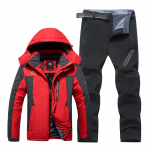 Didelio dydžio 9XL lauko striukė ir kelnės vyrams, žieminis, su pliusiniu pamu&scaron;alu, pastorintas alpinizmo kostiumas, striukė, kelnės, įskaitant diržą, kostiumas XXL