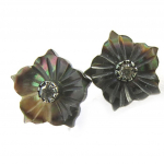 Les Tr&eacute;sors De Lily [N2995] - Boucles argent 'Rosa Romantica' nacre grise