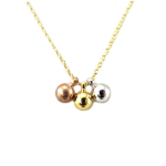7bis [Q6119] - Collier artisanal 'Boho' dor&eacute; tricolore - 15x5 mm