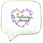 Les Tr&eacute;sors De Lily [R0488] - Coupelle vide-poches c&eacute;ramique 'La Meilleure Maman' blanc rose - 11. 5x11. 3x2 cm balta
