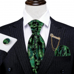 Barry.Wang Mens Ascot su segėmis gėlių žakardo &scaron;ilko Cravat kaklarai&scaron;tis rankogalių sąsagų rinkinys AS-0044