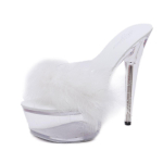 HOKSZVY 190 Series 14,5 cm Kulnas 4,5 cm Platforma Stiletto Platformos &Scaron;lepetės Kri&scaron;toliniai Batai Vestuviniai Batai Kristaliniai Sandalai LFD 34 balta