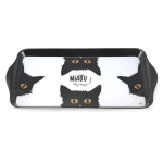 Les Tr&eacute;sors De Lily [A1089] - Plateau &agrave; cake m&eacute;lamine 'Chats' noir blanc (Miaou) - 30. 5x15 cm juoda