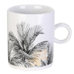 Les Tr&eacute;sors De Lily [A3666] - Grand mug c&eacute;ramique 'Jungle' noir dor&eacute; blanc - 11x9 cm (40 cl) juoda