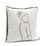 Les Tr&eacute;sors De Lily [A3698] - Coussin velours 'Arty' noir blanc - 40x40 cm (silhouette femme)