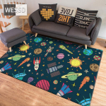 Animacinių filmų Space Universe Planet Kilimas Vaikams Mink&scaron;tas Flanelinis Vaikų Žaidimų Kilimėlis Berniukų Kambarys Kilimėlis Miegamojo Kiliminė danga prie lovos 40x60cm 1pcs