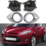 Left/Right Car Front Bumper Fog Light Cover Grille Grill Fog Lamp Assembly Set For Ford fiesta 2008 2009 2010 2011 gray