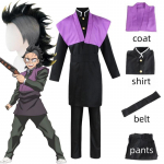 Anime Demon Slayer Shinazugawa Genya Cosplay kostiumas Perukas su paltu Mar&scaron;kiniai Diržas Kelnės Apranga Kimetsu No Yaiba Helovino uniforma L-(Costume+Wig)