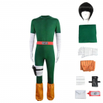 Japoni&scaron;kas anime Rokas Li (Rock Lee) kosplėjaus kostiumas, perukas, kombinezonas, karnavalinis kostiumas, Helovino vakarėlio uniforma L-(Costume+Wig)