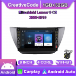 8 colių Android automobilio radijo daugialypės terpės vaizdo grotuvas, skirtas Mitsubishi Lancer 9 CS 2000-2010 su mygtuko rankenėle WiFi BT 2 Din 1+32GB