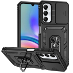 Atsparus smūgiams &scaron;arvų dėklas, skirtas Samsung Galaxy A05S A05 magnetinio automobilio žiedo laikiklio stovo nugarėlėje, slankiojančio objektyvo dangtelis, skirtas Galaxy A04S A04 apsauginiams dėklams For Samsung Galaxy A05S juoda