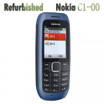 Atnaujintas originalus Nokia C1-00 mobilusis telefonas su dviem SIM kortelėmis. Nepalaiko rusų kalbos. Su dviem SIM kortelėmis No charger mėlyna