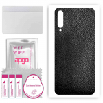 apgo Protective Skin Sticker for the back compatible with Umidigi X, Wrap Film, Foil, Vinyl - Pattern Black Leather