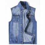 Vintažinė vyri&scaron;ka džinsinė striukė be rankovių Vakarų stiliaus Jean Jacket Tucker liemenė