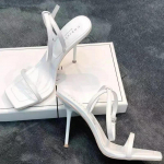 Madingi batai moterims, su sagute, vienspalviai moteri&scaron;ki sandalai atviru priekiu, plonais kulnais, super auk&scaron;tos basutės, moteri&scaron;ki sandalai kvadratiniu priekiu su kulnais 43 balta