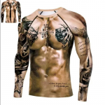 Raumenų tatuiruotė Vyri&scaron;ki kompresiniai mar&scaron;kinėliai ilgomis rankovėmis Vilkas Drakonas Sportinė apranga Rashguard Fitneso sporto salės vir&scaron;ūnės Mar&scaron;kinėliai Gatvės apranga S