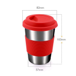 304 nerūdijančio plieno kavos puodelis su silikoniniais dangteliais, ne&scaron;iojamas vandens, gėrimų, arbatos, pieno, alaus bokalas, apsaugantis nuo nusiplikymo, kelioninis gėrimų indas, 350 ml 350ml