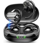Belaidės ausinės, Bluetooth 5.4 sportinės ausinės, Bluetooth ausinės su ausų kabliukais, ENC triuk&scaron;mo slopinimo mikrofonas, Belaidės Bluetooth ausinės ne&scaron;iojamam kompiuteriui juoda