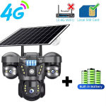 &bdquo;V380 Pro&ldquo; 15 MP saulės energija varoma kamera, trijų objektyvų, dvipusio garso funkcija, lauko, IP66 atsparumo vandeniui, įmontuota baterija, apsaugos vaizdo stebėjimo kamera, 6K HD 4G tinklo kamera. 4G Camera