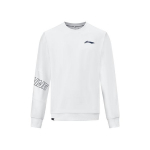 Li Ning Badmintono serija Laisvas patogus su raidės logotipu spausdintas apvalios apykaklės džemperis Unisex džemperis Baltas AWDUB81-2 3XL