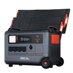 Oscal PowerMax 6000 ne&scaron;iojama elektrinė 6000 W 3600 Wh LiFePO4 i&scaron;plečiamas saulės energijos generatorius su 4 x kintamos srovės lizdais 2*PM200 Pro juoda