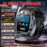 I&scaron;manusis laikrodis vyrams moterims balso asistentas skambutis individualus ciferblatas kraujospūdis sporto sekimas EKG sveikatos i&scaron;manusis laikrodis Huawei Xiaomi IOS Black