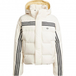 Adidas Originals 70-ųjų Premium pūkinis striukė su dryžiais, mink&scaron;ta, &scaron;ilta, patogi, vyri&scaron;ka striukė, balta JN7476 L