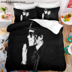 Michael Jackson žvaigždė 3D patalynės komplektas Antklodė Lino pagalvių užvalkalai Namų dekoras Dovana Viengulis Dvigulis Twin Karali&scaron;kas Karalienė EU Single(135*200cm)3pcs white