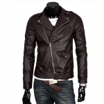 Vyri&scaron;ka daugiasluoksnė PU odinė striukė su Flip Collar Punk Vyri&scaron;ka motociklo odinė striukė Cardigan odinė striukė XXXXXL ruda