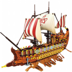 2073 vnt. Vikingų ilgavalio statybiniai kaladėlės Didelio karo piratų laivo modelio kaladėlės Darbalaukio papuo&scaron;alai Vaikams skirti mokomieji žaislai &Scaron;ventinės dovanos